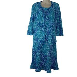 DR Womens Jacket Shift Dress Blue Dot Printed Chiffon 8
